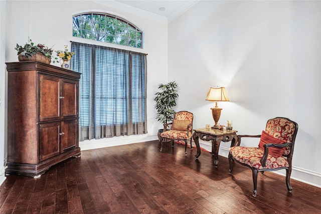 11086 Tenison Ln, Frisco, TX 75033 - sitting room featuring wood-type flooring, crown molding, and baseboards