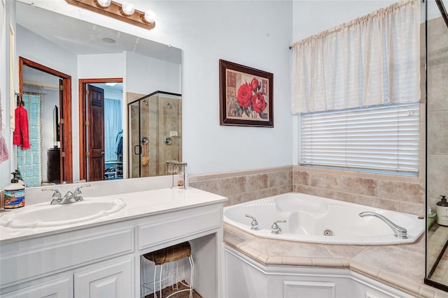 11086 Tenison Ln, Frisco, TX 75033 - full bath with a shower stall, a whirlpool tub, and vanity