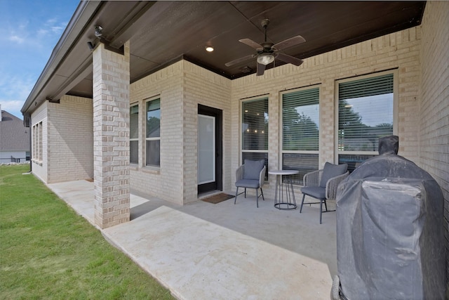 149 Deats Farm Ct, Azle, TX 76020 - view of patio featuring a ceiling fan and grilling area