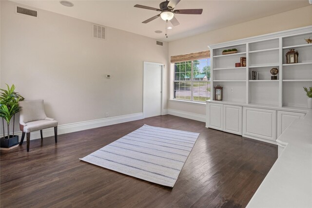 561 Farms Rd, New Hope, TX 75071 - living area featuring ceiling fan, baseboards, and dark wood-style floors