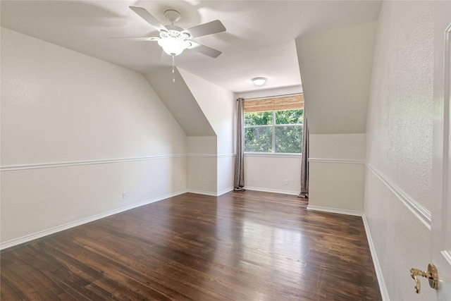 561 Farms Rd, New Hope, TX 75071 - bonus room with a ceiling fan, wood finished floors, baseboards, lofted ceiling, and a textured wall