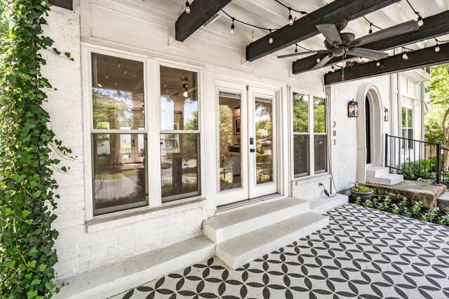 201 Forest Trce, Rockwall, TX 75087 - property entrance with ceiling fan