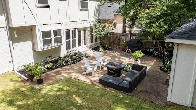 201 Forest Trce, Rockwall, TX 75087 - view of patio / terrace featuring an outdoor fire pit