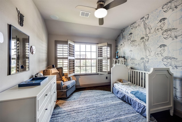 4944 Sage Hill Dr, Carrollton, TX 75010 - bedroom with vaulted ceiling, baseboards, ceiling fan, and wood finished floors