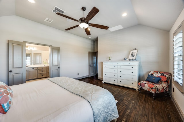 4944 Sage Hill Dr, Carrollton, TX 75010 - bedroom with lofted ceiling, wood finished floors, multiple windows, recessed lighting, and ceiling fan