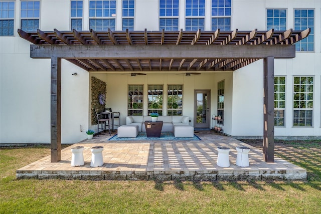 4944 Sage Hill Dr, Carrollton, TX 75010 - view of patio / terrace featuring a ceiling fan and an outdoor living space