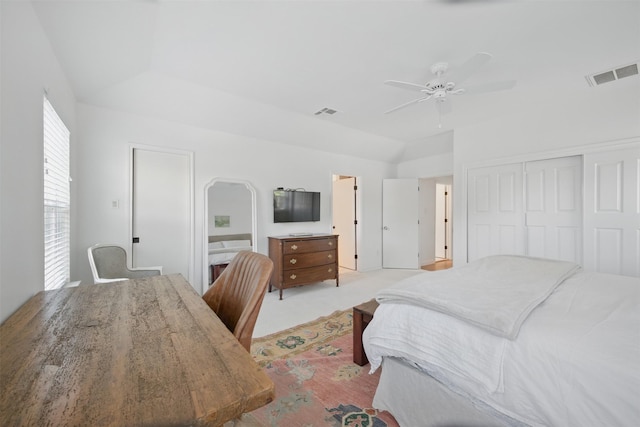 2006 Country Oaks Dr, Garland, TX 75040 - bedroom with a closet, ceiling fan, vaulted ceiling, and ensuite bathroom