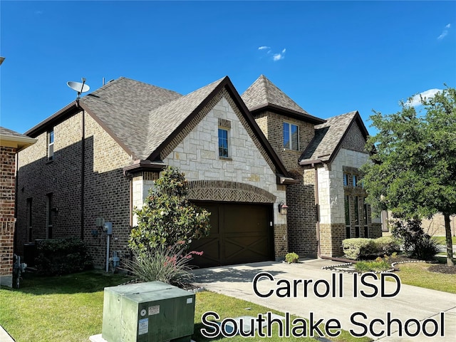 3037 Crestwater Rdg, Keller, TX 76248 - french provincial home featuring stone siding, brick siding, and driveway