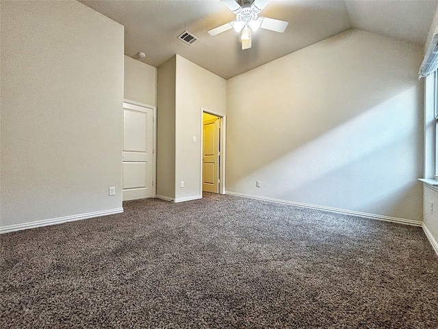 3037 Crestwater Rdg, Keller, TX 76248 - unfurnished bedroom featuring carpet floors, vaulted ceiling, baseboards, and a ceiling fan