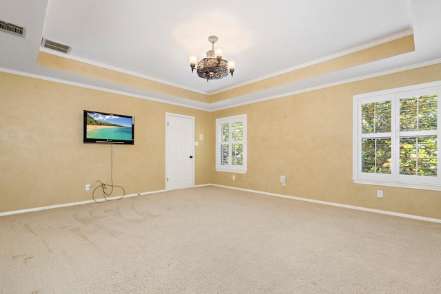3740 Chimney Ridge Dr, Waco, TX 76708 - carpeted empty room with a chandelier, ornamental molding, and baseboards