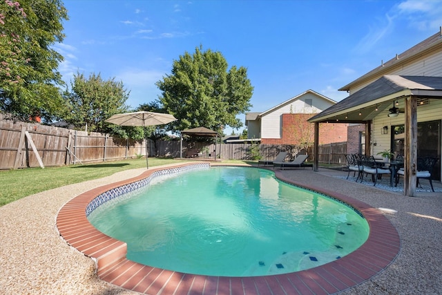 6612 Oldgate Ln, Arlington, TX 76002 - view of swimming pool with a ceiling fan and a patio