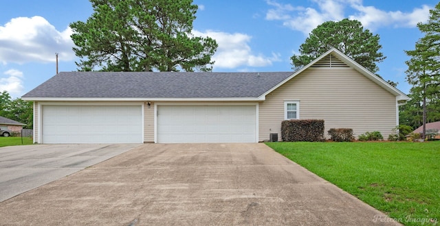1403 Whispering Pines Dr, Minden, LA 71055 - ranch-style house featuring driveway, a front lawn, an attached garage, and roof with shingles