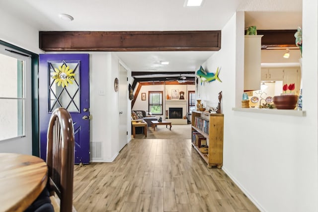 203 Goodson Way, Denton, TX 76207 - hallway featuring light wood-style flooring and baseboards