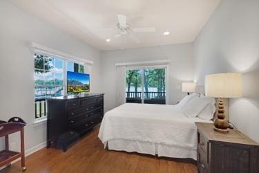 7095 Lance Ln, Eustace, TX 75124 - bedroom with wood finished floors, recessed lighting, ceiling fan, and baseboards