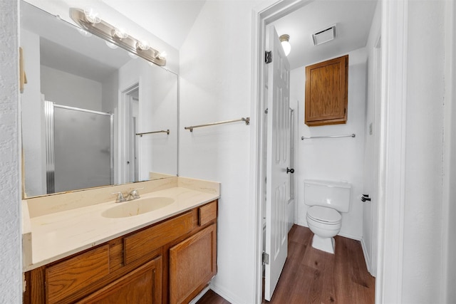 1300 Chapel Downs Rd, Waco, TX 76712 - full bath featuring wood finished floors, vanity, and a shower stall