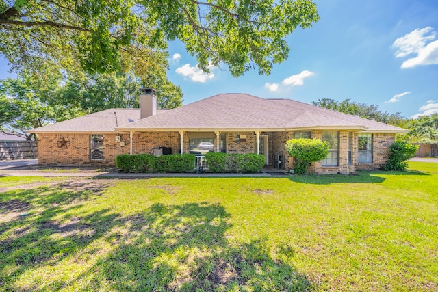 916 Rachelle Dr, Red Oak, TX 75154 - ranch-style house featuring brick siding, a chimney, and a shingled roof