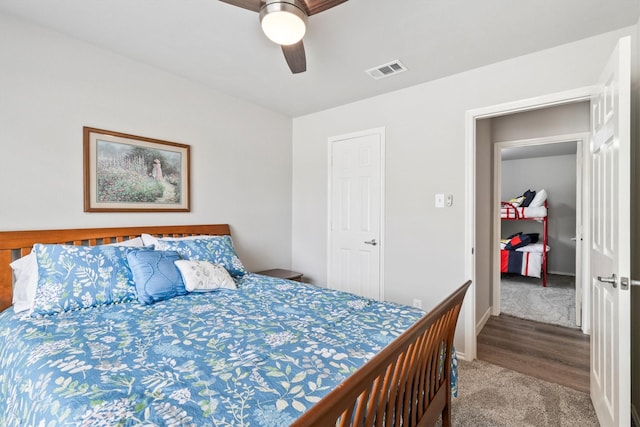 2040 Gleaner Dr, Rockwall, TX 75032 - carpeted bedroom with a ceiling fan and baseboards