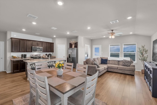 3005 Sherco Rd, Waco, TX 76655 - dining room featuring light wood-type flooring, recessed lighting, ceiling fan, and baseboards