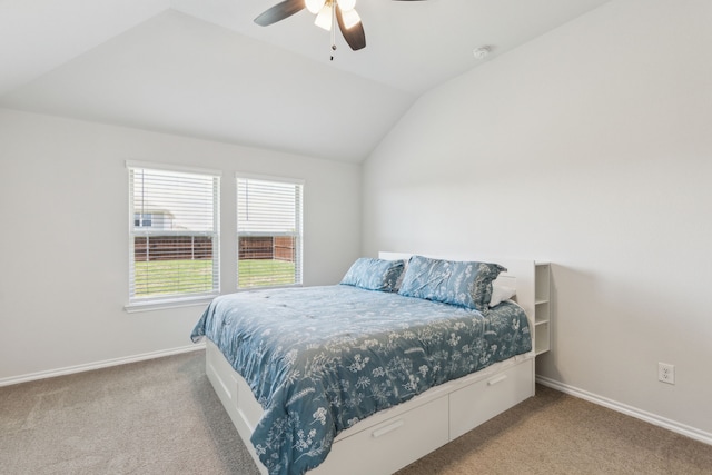3006 Genevieve Ln, Royse City, TX 75189 - carpeted bedroom featuring lofted ceiling, baseboards, and a ceiling fan