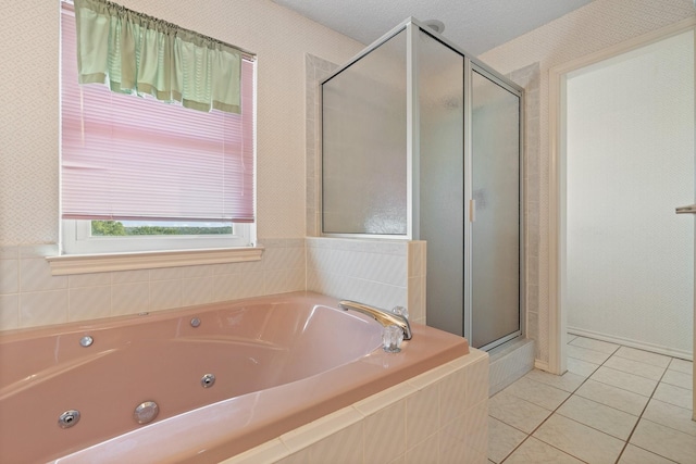 122 Clearview Ln, Fort Worth, TX 76126 - full bathroom featuring a shower stall, tile patterned flooring, and a tub with jets