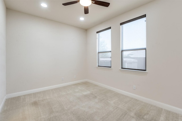 7908 Caddo Cv, Mckinney, TX 75071 - carpeted spare room featuring a ceiling fan, baseboards, and recessed lighting