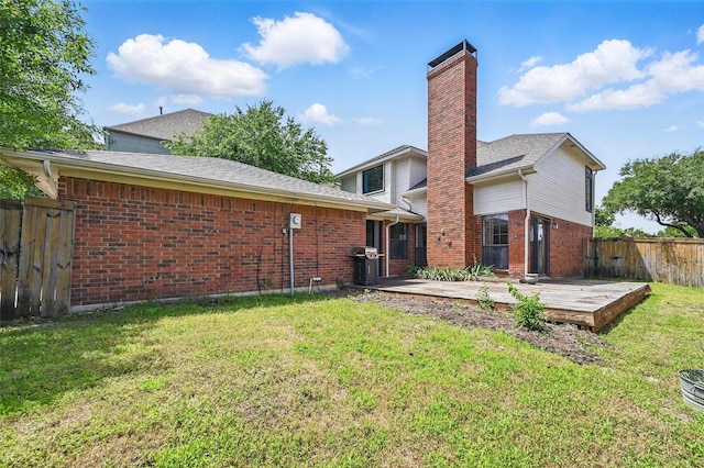 2708 Van Gogh Pl, Dallas, TX 75287 - rear view of property featuring a deck, brick siding, and a chimney