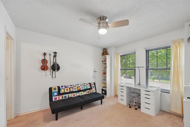 2708 Van Gogh Pl, Dallas, TX 75287 - office space featuring carpet, a ceiling fan, and a textured ceiling