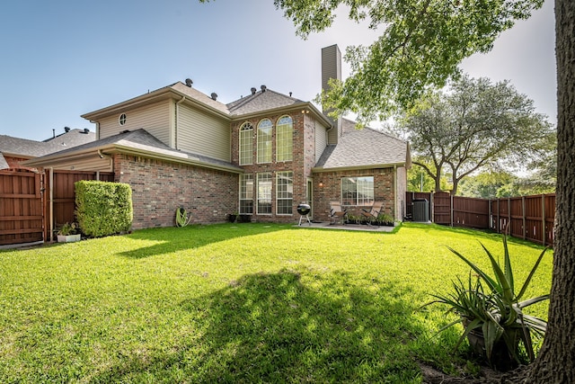 7901 Cross Plains Dr, Plano, TX 75025 - back of property featuring a chimney, brick siding, a shingled roof, and a gate