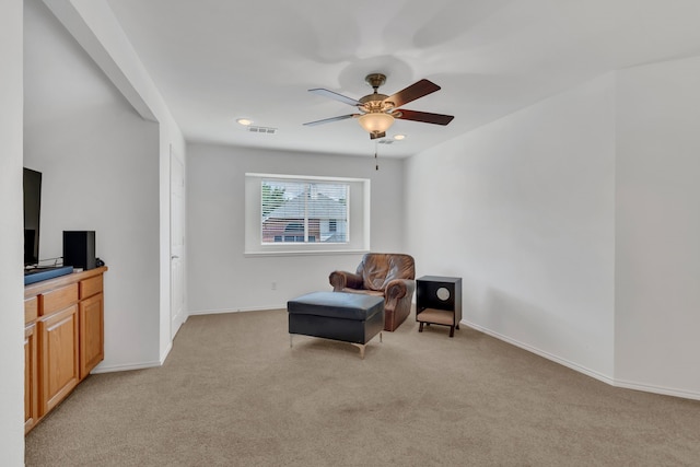 1804 Morning Mist Trl, Flower Mound, TX 75028 - living area with light colored carpet and ceiling fan