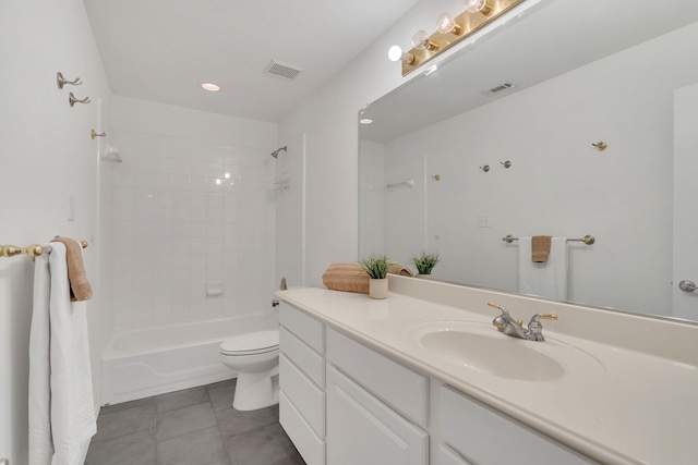 1804 Morning Mist Trl, Flower Mound, TX 75028 - bathroom with vanity, washtub / shower combination, tile patterned floors, and recessed lighting