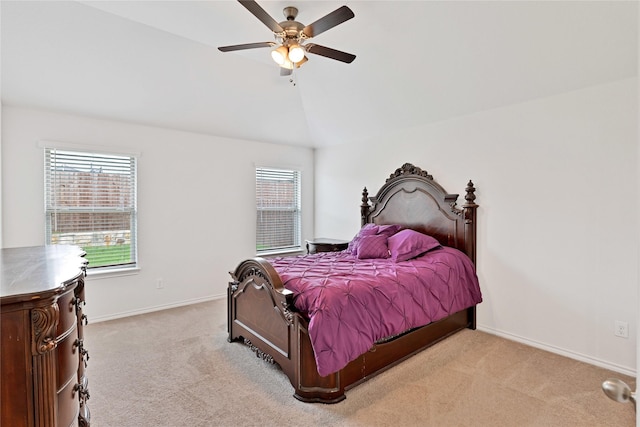9220 Nevis Dr, Fort Worth, TX 76123 - carpeted bedroom with baseboards, vaulted ceiling, and a ceiling fan