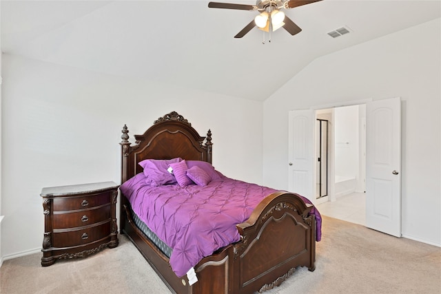 9220 Nevis Dr, Fort Worth, TX 76123 - bedroom featuring light carpet, lofted ceiling, baseboards, and ceiling fan