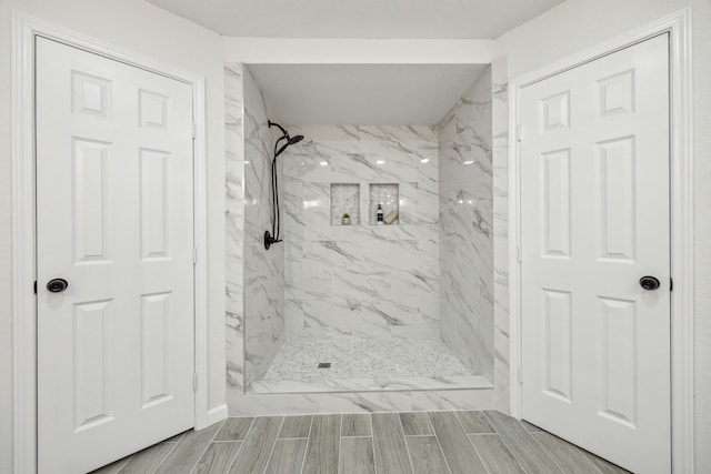 101 Oakmont Dr, Trophy Club, TX 76262 - full bath featuring a marble finish shower and wood tiled floors