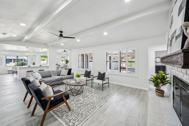 101 Oakmont Dr, Trophy Club, TX 76262 - living room with recessed lighting, wood tiled floors, a ceiling fan, healthy amount of natural light, and baseboards