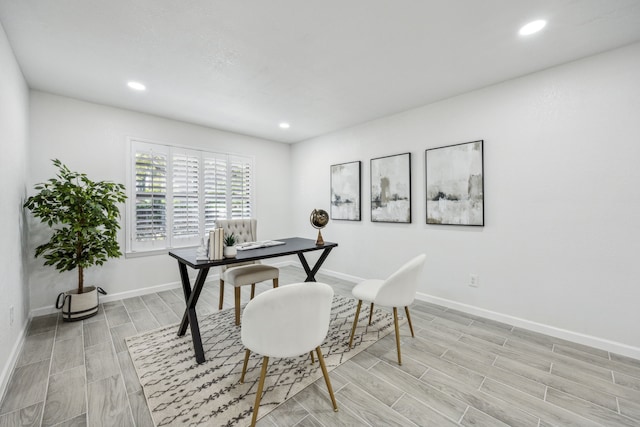 101 Oakmont Dr, Trophy Club, TX 76262 - office featuring baseboards, wood tiled floors, and recessed lighting