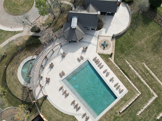 2125 Swanmore Way, Forney, TX 75126 - aerial view of property and surrounding area featuring a pool