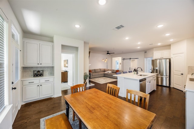 3129 Greymoore Dr, Anna, TX 75409 - dining room with dark wood-style floors and recessed lighting