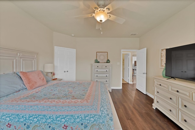 2202 Louis Trl, Weatherford, TX 76087 - bedroom featuring dark wood-type flooring, a ceiling fan, and baseboards