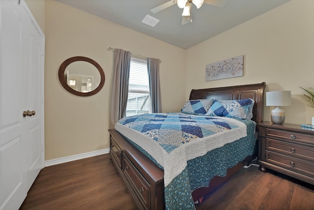 2202 Louis Trl, Weatherford, TX 76087 - bedroom featuring dark wood-style flooring, baseboards, and ceiling fan