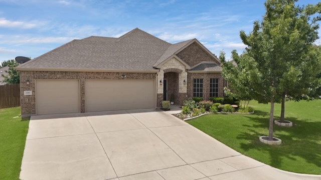 2202 Louis Trl, Weatherford, TX 76087 - french provincial home featuring brick siding, an attached garage, concrete driveway, and a shingled roof