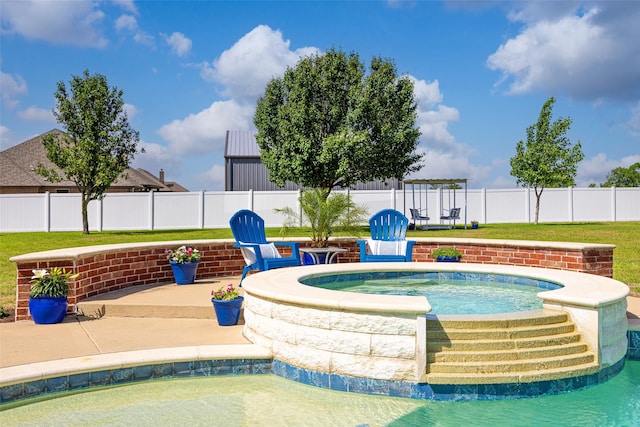 2410 Gail St, Royse City, TX 75189 - view of pool featuring an in-ground hot tub and a patio