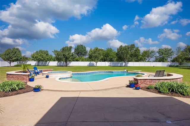 2410 Gail St, Royse City, TX 75189 - view of pool with a patio, a pool with connected hot tub, and a diving board
