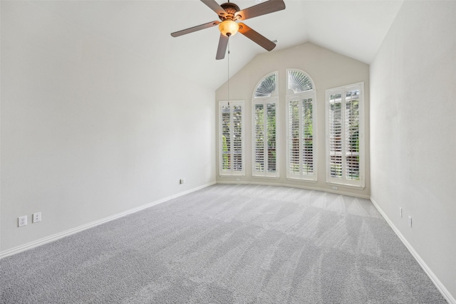 1612 University Dr, Allen, TX 75013 - unfurnished room featuring baseboards, ceiling fan, lofted ceiling, and carpet