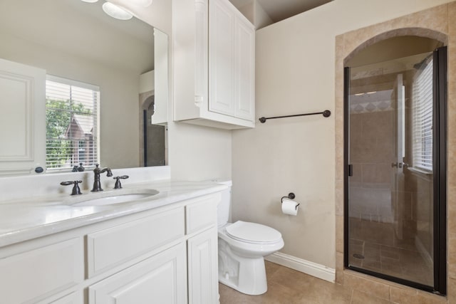 54 Cypress Ct, Trophy Club, TX 76262 - full bath with tile patterned flooring, a shower stall, toilet, and vanity