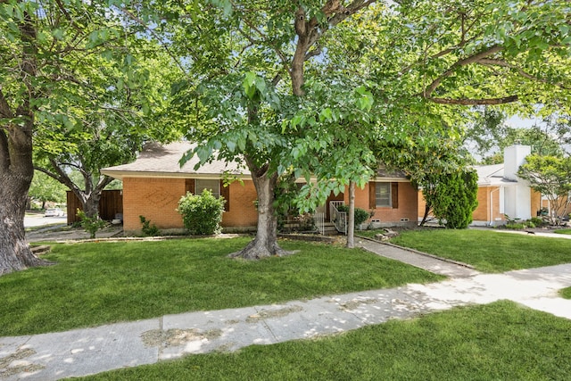 4518 Live Oak Dr, Mesquite, TX 75150 - view of property hidden behind natural elements featuring brick siding and a front yard