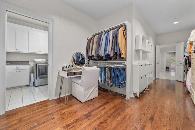 4702 Dexter Ave, Fort Worth, TX 76107 - walk in closet with washer / clothes dryer and wood finished floors