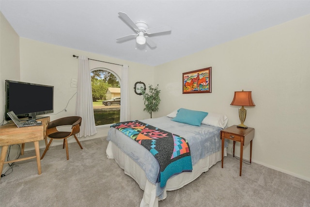 7616 Circle Dr, North Richland Hills, TX 76180 - bedroom with carpet floors, an office area, a ceiling fan, and baseboards