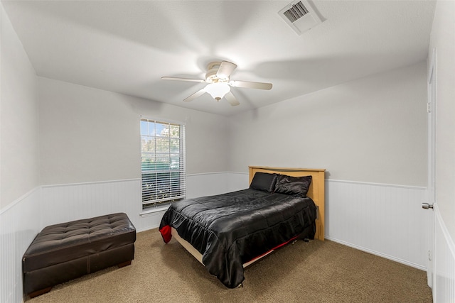 802 Walden Ct, Allen, TX 75002 - bedroom featuring wainscoting, ceiling fan, and carpet