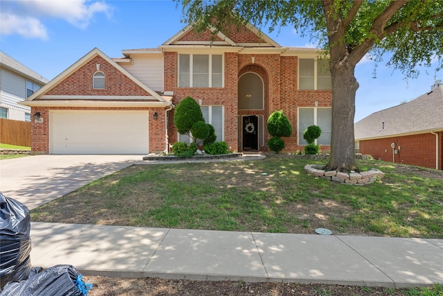 4620 Friars Ln, Grand Prairie, TX 75052 - view of front facade featuring driveway, a front lawn, an attached garage, and brick siding