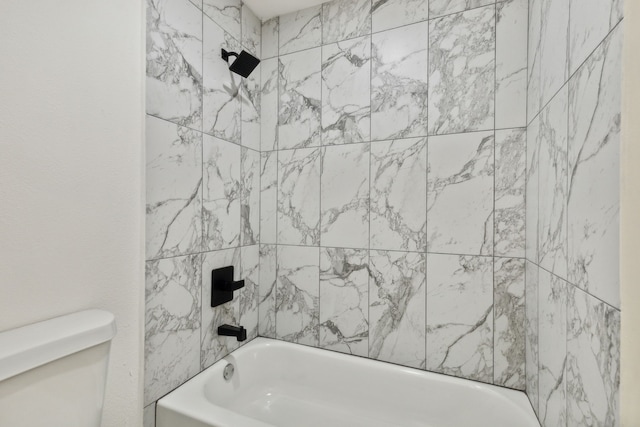 full bath with toilet and bathing tub / shower combination